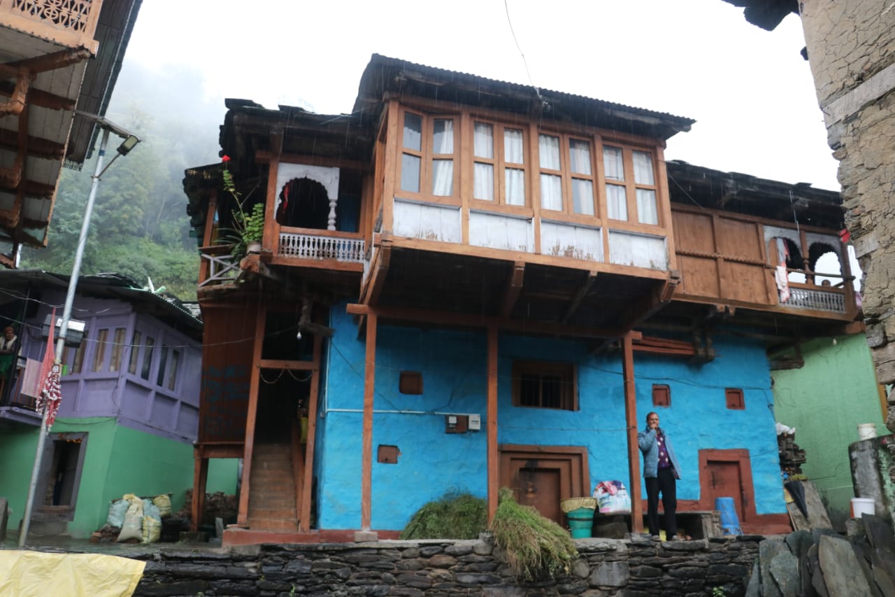 Beautifully constructed house in traditional hilly style.