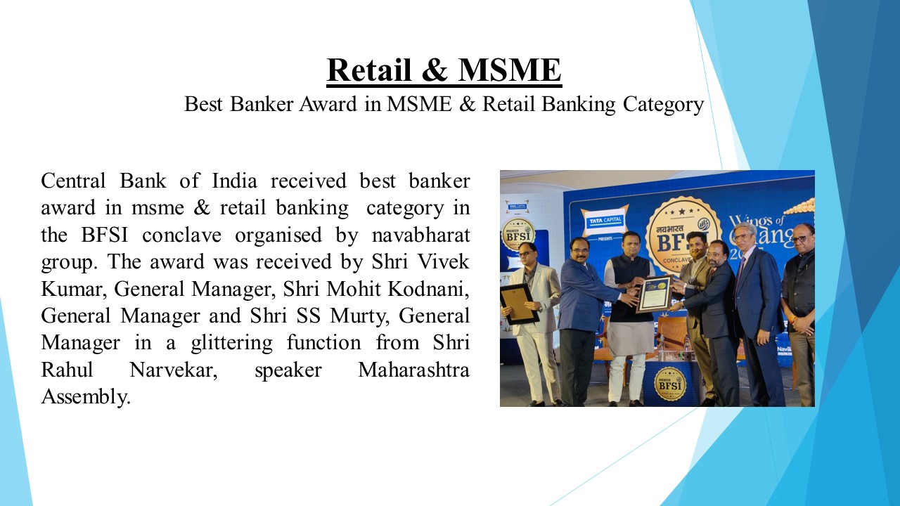 Best Banker Award in MSME & Retail Banking Category